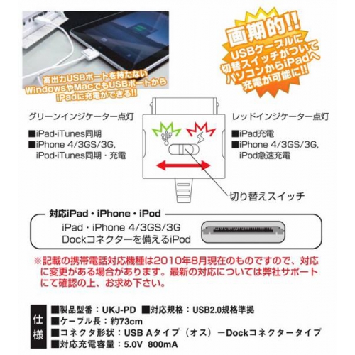 ★iPad,iPhone,iPod対応USB充電ケーブル・新品 ukj-pd 画像