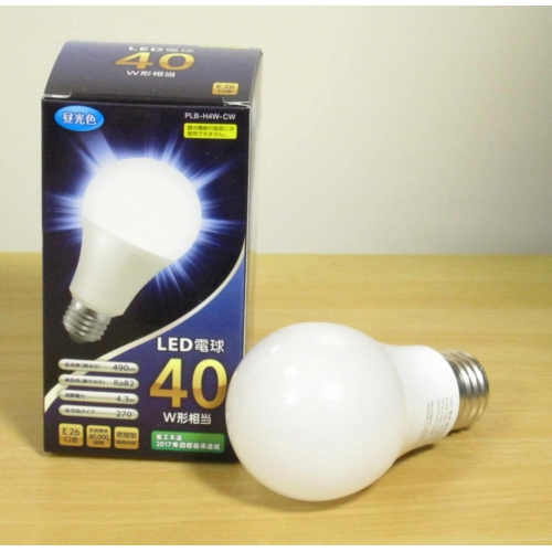 LED電球40W形相当★昼光色・E26口金タイプ PLB-H4W-CW 画像