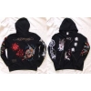 エドハーディー(Ed Hardy) Mens Embroidered Hoodie-Phoenix-Black