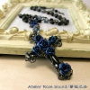 薔薇の十字架ロザリオロングネックレス*Blue Sapphire